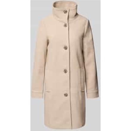 Tom Tailor - Wollen jas met opstaande kraag - Maat XL - beige heringbone