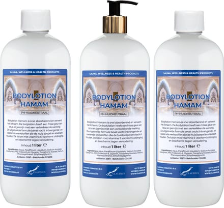Bodylotion Hamam 1 Liter - met gouden pomp - set van 3 stuks