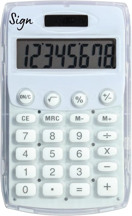 Zakrekenmachine - Compacte Rekenmachine - Snelle Berekeningen - Zonne-energie - 7x13.5x2 cm - Wit