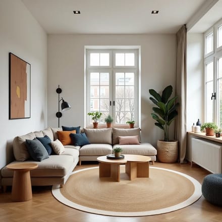 Rond jute vloerkleed naturel/wit met rand 300cm Mrcarpet