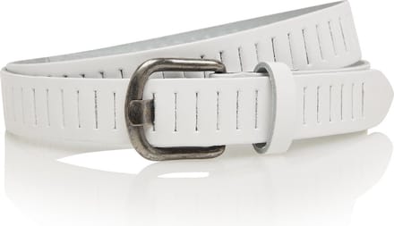 Timbelt Leren gleufjes riem wit - 100% leer - maat 85 - totale lengte 100