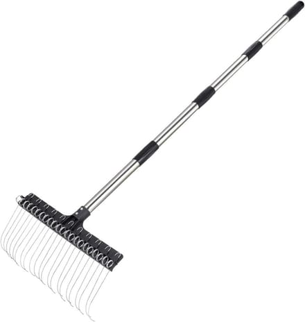 Tuinhark - Bladhark Werkhark - Gazon Onderhoud - Verstelbare Lengte - Tot 160 cm - Zwart