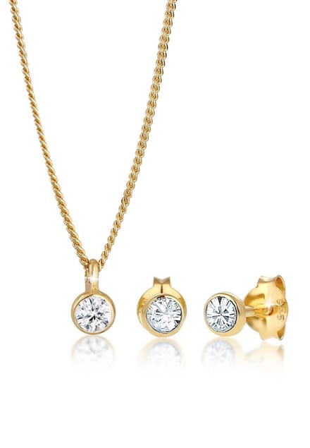 Elli damesjuwelen set 925 Silver 3 Crystal One Size Goud 32020156