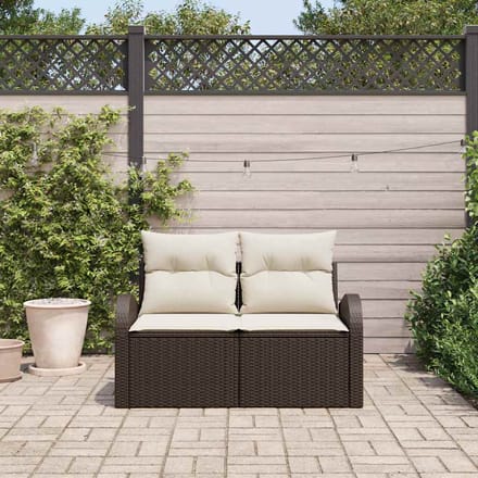 vidaXL - Tuin - Sofa - met - kussen - Bruin - 124 - x - 62 - x - 69cm - poly - rattan