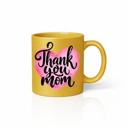 Thank You Mom Mok - Roze Hart - Moederdag Cadeau - Luxe Metallic Beker - Goud