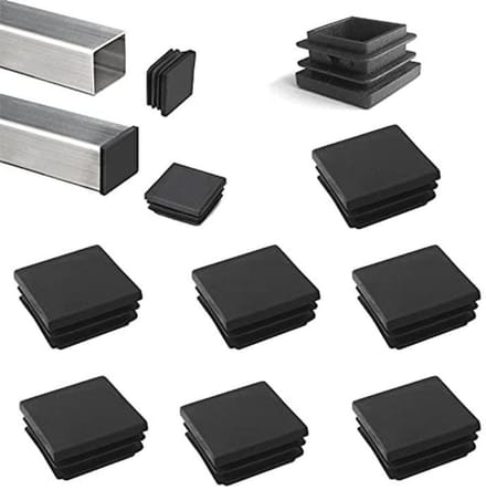 Vierkante kunststof stekkers voor buispalen - 6 stuks - 75 x 75 mm - Zwart