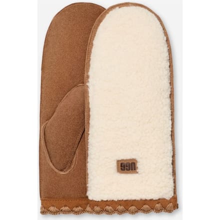 UGG® UGG fluff Scalloped Mitten for Women, Size S/M, Leather/Fleece/Polyester