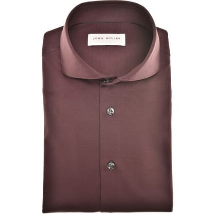 John Miller Overhemd Uni Color Wide-Spread Collar Cotton Jersey Donker Rood / male