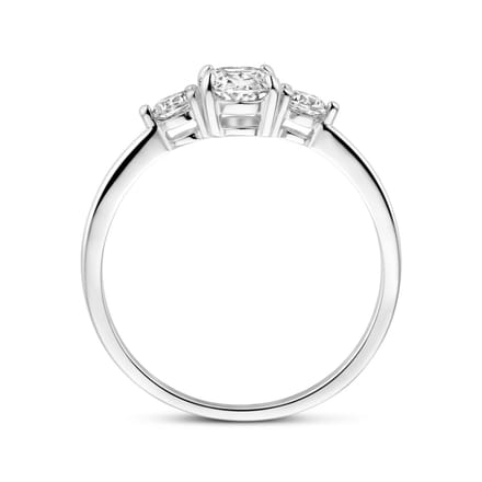 Gerhodineerd Zilver Ring Trilogie Met Zirkonia 7 X 5 Mm 1338911