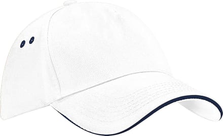 Beechfield Unisex Ultimate 5 Panel Contrast Baseball Cap met Sandwich Peak / Hoofddeksel (Witte/franse marine)