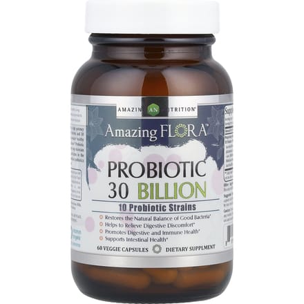 Amazing Flora™, Probiotique, 30 Milliards d'UFC, 60 Gélules Végétales