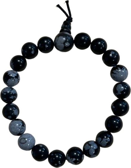 Obsidiaan sneeuwvlok powerbead armband