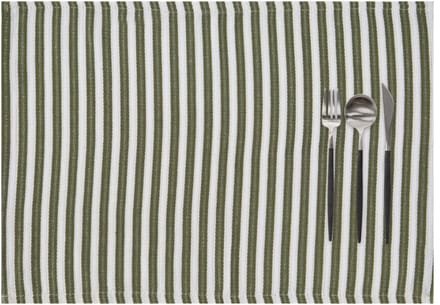 Tiseco - Placemat YINTE - SET/6 - gestreept - 33x45 cm - rechthoek - olijfgroen