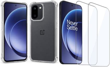 TechNow Hoesje + 2x Screenprotector geschikt voor OnePlus 15R Hoesje Screenprotector - Tempered Glass - Extreme Shock Case Transparant