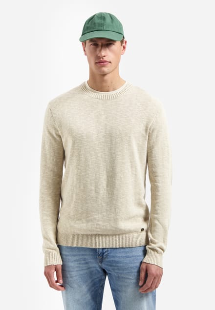 No Excess Pullover Crewneck Slub With Linen Desert  L