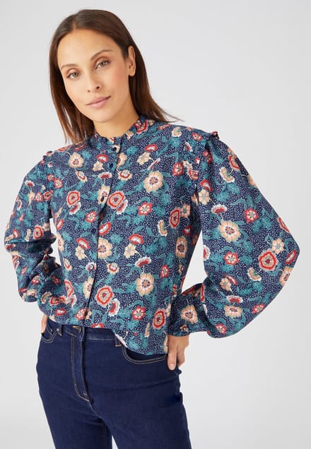 Damart - Blouse in *zuivere viscose - Dames - Blauw - 40