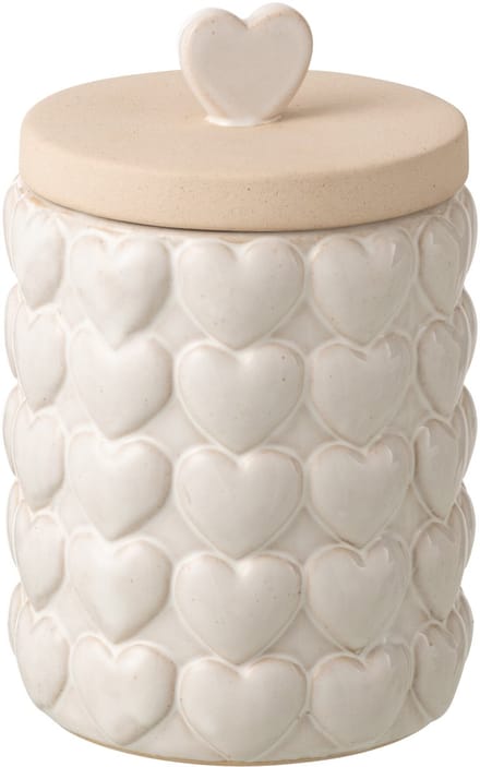J-Line decoratie Harten - polyresin - steen - ecru