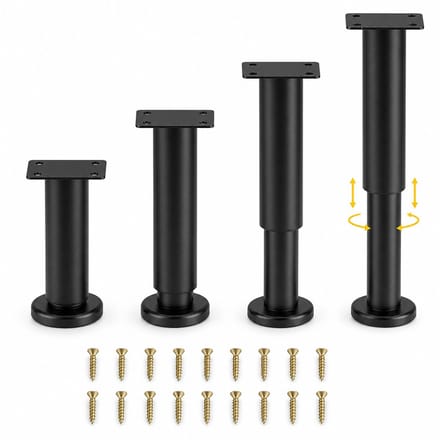 JustValue - Verstelbare meubelpoten - Set van 4 - 18-31 cm - Zwart - Bedpoten