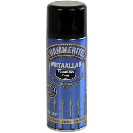 Hammerite Metaallak Direct over Roest Hoogglans Spuitbus - 400 ml S060 Zwart