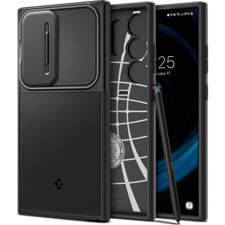 Spigen Optik Armor Camera Slider voor de Samsung Galaxy S24 Ultra - Zwart