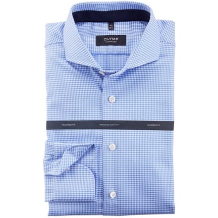 OLYMP Signature Overhemd, Tailored Fit, Signature Cutaway, Bleu