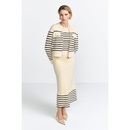 Rich & Royal Striped Knit Jacket Pearl White Taglia: M | Giacche corte Outlet | Donna | Bianco