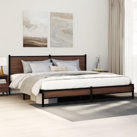 vidaXL - Bedframe - zonder - matras - metaal - bruin - eikenkleur - 193x203 - cm