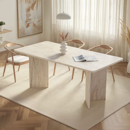 Skye Decor, Eettafel, Linza - Travertine, Gemelamineerde spaanplaat, Travertin, 180 x 90 x 75 cm