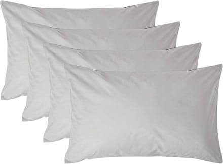 Homescapes Kussensloop 50x75 cm Set van 4 – Zilvergrijs – 100% Egyptisch Perkal Katoen – 200 TC