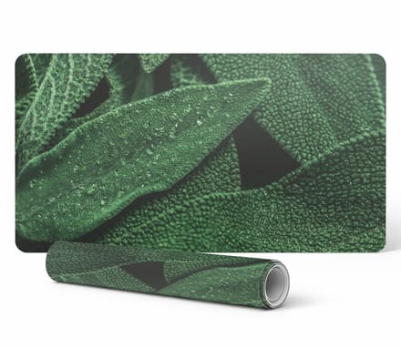 Antislip vinyl gaming bureaumat met bladerenprint (detailweergave) 120x60 cm