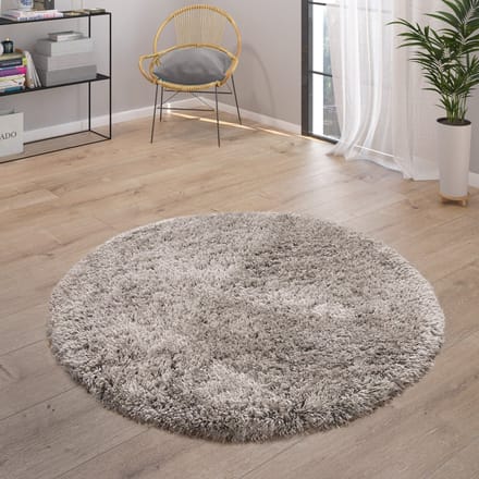 Flycarpets Hoogpolig Vloerkleed Miloro - Effen Uni - Grijs