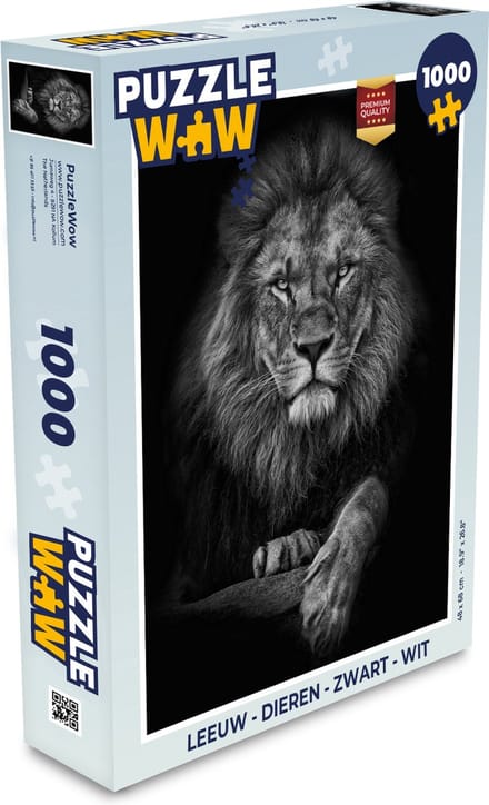 Puzzel Leeuw - Dieren - Zwart - Wit - Legpuzzel - Puzzel 1000 stukjes volwassenen
