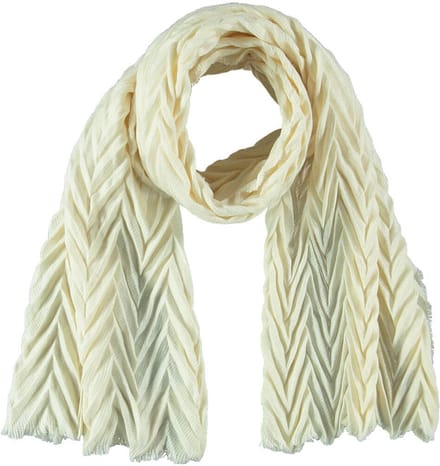 Sarlini Langwerpige Woven Plisse Sjaal Wit