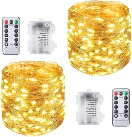 LED Sfeerverlichting 2x 10M 100 LEDs Warm Wit, Waterdichte Koperen Draad voor Tuinen, Huizen en Feesten