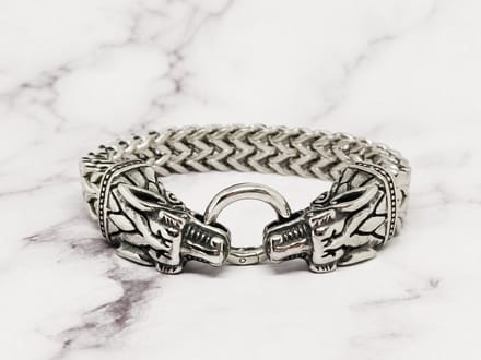 Mei's - Viking The Dragons - armband heren - draak - RVS zilver