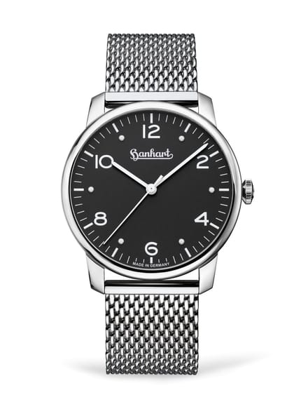 Hanhart Pioneer Silva - zwarte wijzerplaat - 38,5 mm - Milanaise band