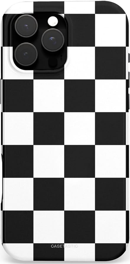 Casetastic hoesje geschikt voor Apple iPhone 16 Pro Max - MagSafe - Dubbellaagse bescherming - Schaak - Fashion Case - Zwart Wit Zilver