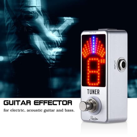Mini Chromatisch Tuner Pedaal Effect LED Display True Bypass voor Gitaar Bas zilver