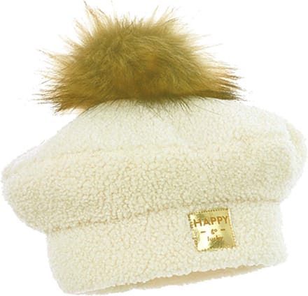 iN ControL beige TEDDY muts met pompom