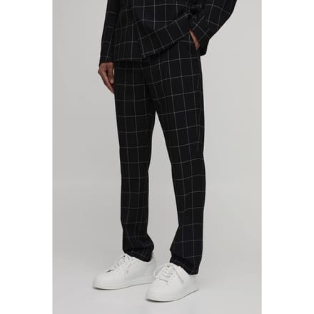 Pantalon Met Ruitjespatroon En Rechte Tailored Pasvorm | Black | Size 36