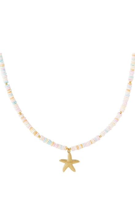 Grote zeester ketting- pasteltinten- goudkleur