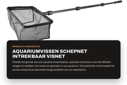 Schepnet Intrekbaar - Visnet - Garnalen Net - Aquarium - Vissen Vangen - Verstelbare Handgreep - Efficiënt en Praktisch - Visschepnet
