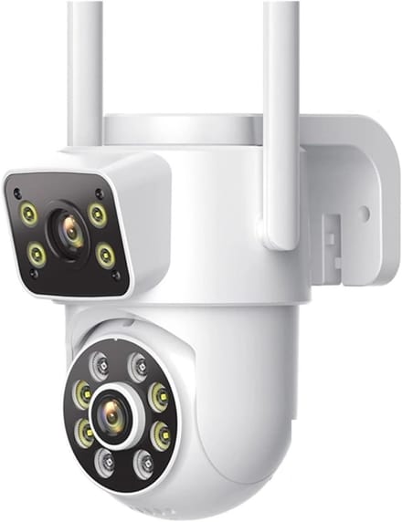 Beveiligingscamera Buiten - Wifi Camera PTZ - Thuis Bewaking - Dubbele Lens Twee Schermen - 8MP 4K - Wit