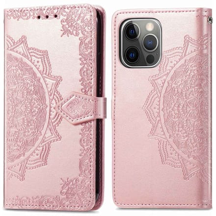 imoshion Hoesje - Geschikt voor Apple iPhone 13 Pro - Mandala Bookcase - Rosé Goud