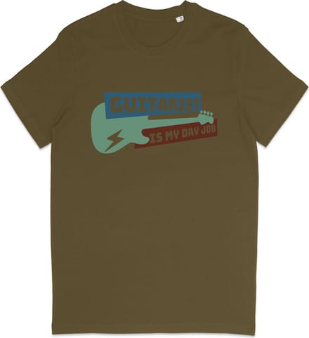 Heren Dames Gitaar T Shirt - Khaki Groen - Maat 3XL
