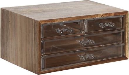 Items bureau/hobby organizer - 3 lades - 24 x 16 x 13 cm - acacia hout