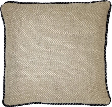 Raven black structure recycled wool square cushion
