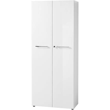 Vijlkast MONTERIA, glasfront, afsluitbaar, 5 OH, B 800 x D 370 x H 1960 mm, wit