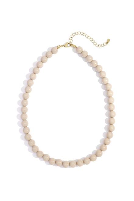 Bijoutheek Collier Kralen 10mm Statement Beige