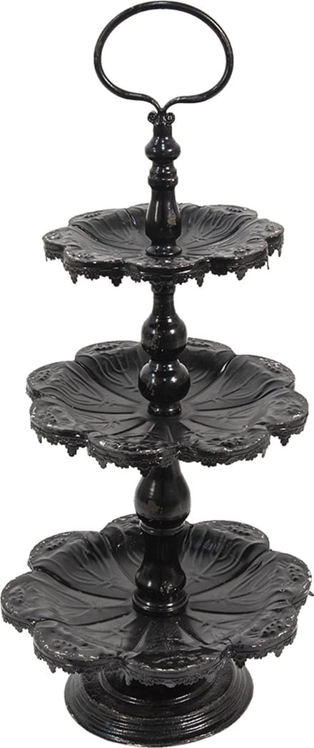 Clayre & Eef Etagère 3 laags Ø 33x71 cm Zwart IJzer